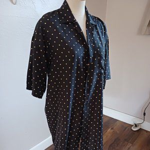 LANVIN Paris Vintage Black & Tan PolkaDot Short Sleeve Blouse-Oversized!